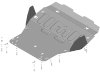 Защита стальная Мотодор Volkswagen Caravelle T5 2003-2015 (устанавливается вместо штатного пыльника)