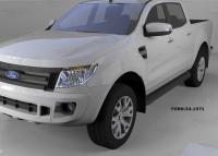 Пороги алюминиевые (Sapphire Black) Ford Ranger (2012-) 4 дв
