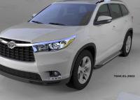 Пороги алюминиевые (Sapphire Silver) Toyota Highlander (Тойота Хайлендер) (2014-)