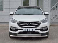Защита переднего бампера d63 секция-d42 дуга HYUNDAI SANTA FE PREMIUM 2015-2017
