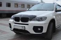 Дефлектор капота BMW X5 (2007-2013)/Х6 (2007-) узкий (темный)