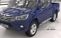 Пороги алюминиевые (Brillant) Toyota HiLux (2015-) (серебр)