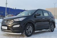 Пороги труба d76 с накладкой (вариант 3) HYUNDAI Santa Fe 2012-2015