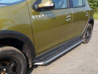 Пороги с площадкой (нерж. лист) 42,4 мм для Renault Sandero Stepway (5S) 2014-2018