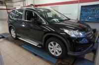Пороги алюминиевые (Brillant) Honda (Хонда) CR-V (2012-) (серебр)
