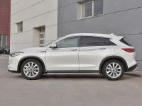 Пороги труба d42 с листом (лист алюм, проф.сталь) (вариант 2) INFINITI QX50 2018-