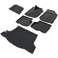 Комплект ковриков салона и багажника Rival для Renault Logan II седан 2013-2018 2018-н.в., полиуретан, с крепежом, с перемычкой, 6 шт., K14702001-2