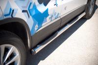 Пороги труба d76 с накладками (вариант 2) VOLKSWAGEN Tiguan Sport & Style 2011-2016