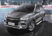 Пороги алюминиевые Rival "Silver" для Chery Tiggo 4 I рестайлинг 2019-н.в.