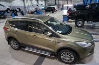 Пороги алюминиевые (Brillant) Ford Kuga (2013-) (серебр)