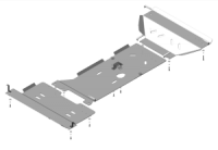 Защита алюминиевая Мотодор Dodge Ram 1500 2009-2018 (картера, переднего дифференциала, КПП, радиатора, разд. коробки)