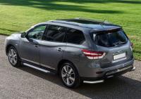 Пороги алюминиевые Rival "Bmw-Style" для Nissan Pathfinder 2014-2017