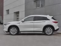 Пороги труба d63 с листом (лист алюм, проф.сталь) (вариант 2) INFINITI QX50 2018-