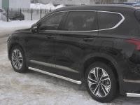 Пороги труба d63 секции (вариант 1) HYUNDAI SANTA FE 2018-