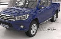 Пороги алюминиевые (Corund Silver) Toyota HiLux (2015-)