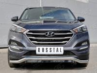 Защита переднего бампера Ф63 волна с надписью HYUNDAI Tucson 2015-2017