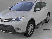 Пороги алюминиевые (Sapphire Silver) Toyota RAV4 (Тойота РАВ4) (2013-) силовой крепеж