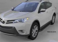 Пороги алюминиевые (Sapphire Black) Toyota RAV4 (Тойота РАВ4) (2013-) силовой крепеж