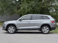 Пороги труба d63 с листом (лист алюм, проф.сталь) (вариант 2) SKODA KODIAQ 2017-