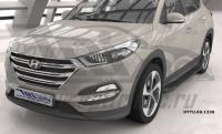 Пороги алюминиевые (Corund Black) Hyundai Tucson (2015-) / Kia Sportage (2016-)