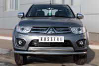 Защита переднего бампера d63 (секции) d75х42 (дуга) MITSUBISHI L200 2014