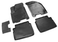 Автомобильные коврики Rival для Chevrolet Aveo седан, хэтчбек 2004-2011/Ravon Nexia R3 седан 2015-н.в., полиуретан, с крепежом, с перемычкой, 5 шт., 11001004