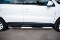 Пороги труба d76 с накладками (вариант 3) VOLKSWAGEN Tiguan Track & Field 2011-2016