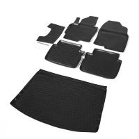 Комплект ковриков салона и багажника Rival для Mazda CX-5 I 5-дв. 2011-2017, полиуретан, с крепежом, с перемычкой, 6 шт., K13803001-3