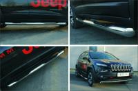 Пороги труба d76 с накладкой (вариант 1) JEEP Cherokee Trailhawk 2014-