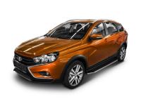 Пороги алюминиевые Rival "Premium" для Lada Vesta SW Cross 2017-