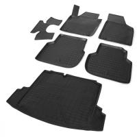 Комплект ковриков салона и багажника Rival для Volkswagen Jetta VI 2010-2015 2015-н.в., полиуретан, с крепежом, с перемычкой, 6 шт., K15802001-2