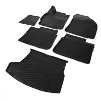 Комплект ковриков салона и багажника Rival для Toyota Corolla E160 седан 2013-2019, полиуретан, с крепежом, с перемычкой, 6 шт., K15702003-1
