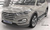 Пороги алюминиевые (Brillant) Hyundai Tucson (2015-) / Kia Sportage (2016-) (серебр)