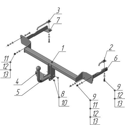 фото Фаркоп AvtoS для Opel Combo «D» (2011-2017)