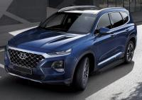 Пороги алюминиевые Rival "Black" для Hyundai Santa Fe 2018-