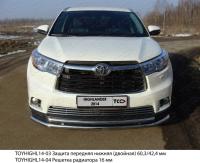 Решетка радиатора 12 мм для Toyota Highlander 2014-2016