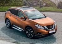Пороги алюминиевые Rival "Silver" для Nissan Murano 2016-