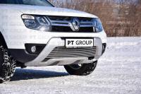 Решетка в бампер из нержавеющей стали для Рено Дастер