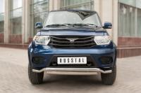 Защита переднего бампера d63 (волна) d75х42 (дуга) UAZ Patriot 2014