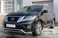 Пороги труба d76 с накладкой (вариант 1) NISSAN Pathfinder 2014-