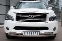 Защита переднего бампера 75х42_(75х42)х2 с подъемом INFINITI QX 56 2010-2014
