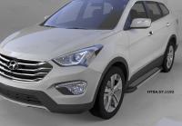 Пороги алюминиевые (Topaz) Hyundai Santa Fe (Хёндай Санта Фе) (2012-/2013-)