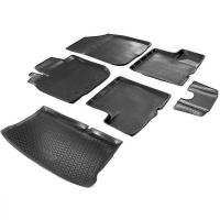 Комплект ковриков салона и багажника Rival для Renault Sandero II 2014-2018 2018-н.в., полиуретан, с крепежом, с перемычкой, 6 шт., K14703003-2