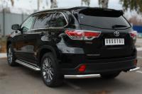 Защита заднего бампера уголки d63(секции) TOYOTA Highlander 2014-2016
