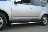 Пороги труба d76 с накладками (вариант 1) PEUGEOT 4007 2007-2012