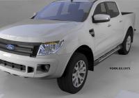Пороги алюминиевые (Corund Silver) Ford Ranger (2012-) 4 дв.
