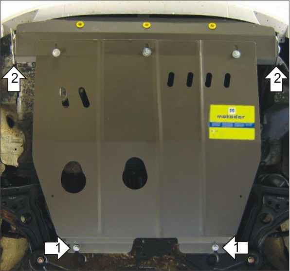 Фото Защита Motodor для картера и КПП (две части) Chevrolet Aveo (2003-2006)