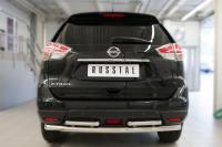 Защита заднего бампера d63 (дуга) d42х2 (дуга) NISSAN X-Trail 2015-2017