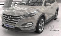 Пороги алюминиевые (Sapphire Black) Hyundai Tucson (2015-) / Kia Sportage (2016-)