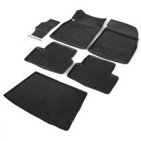 Комплект ковриков салона и багажника Rival для Chevrolet Cruze I рестайлинг универсал 2012-2015, полиуретан, с крепежом, с перемычкой, 6 шт., K11003004-1